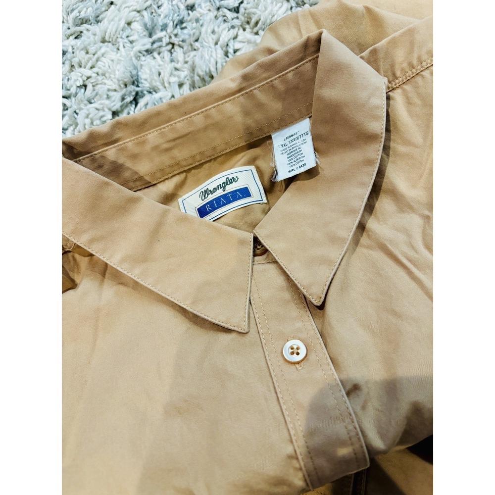 Men's Vintage Wrangler Riata Khaki Long Sleeve Shirt 3XL‎